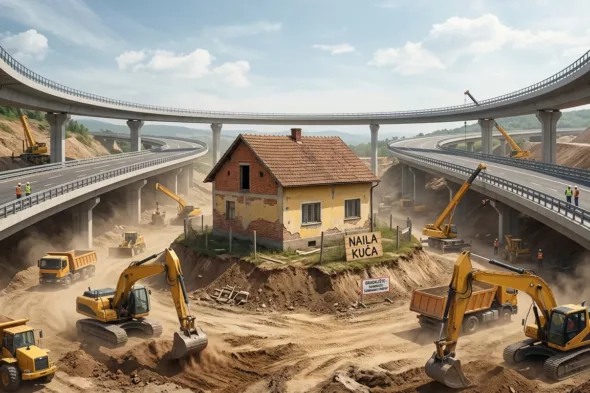 Kineska kuća ekser okružena autoputem