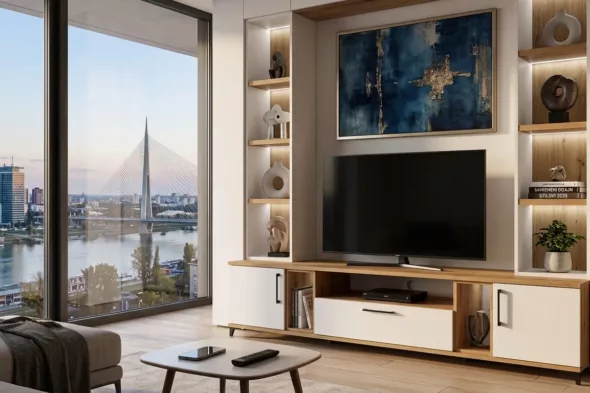Moderna TV polica u dnevnom boravku