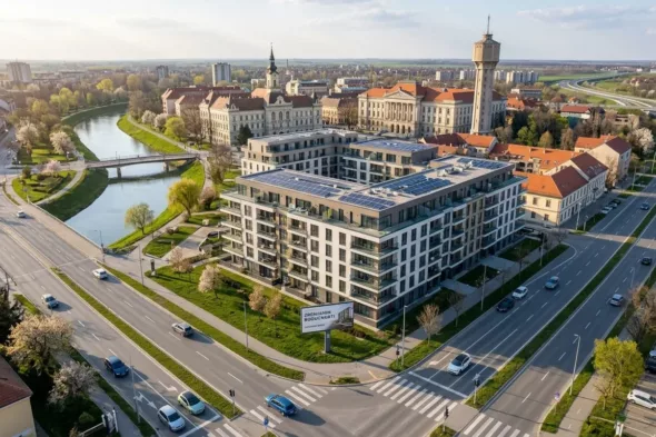 Zrenjanin panorama grada na reci Begej
