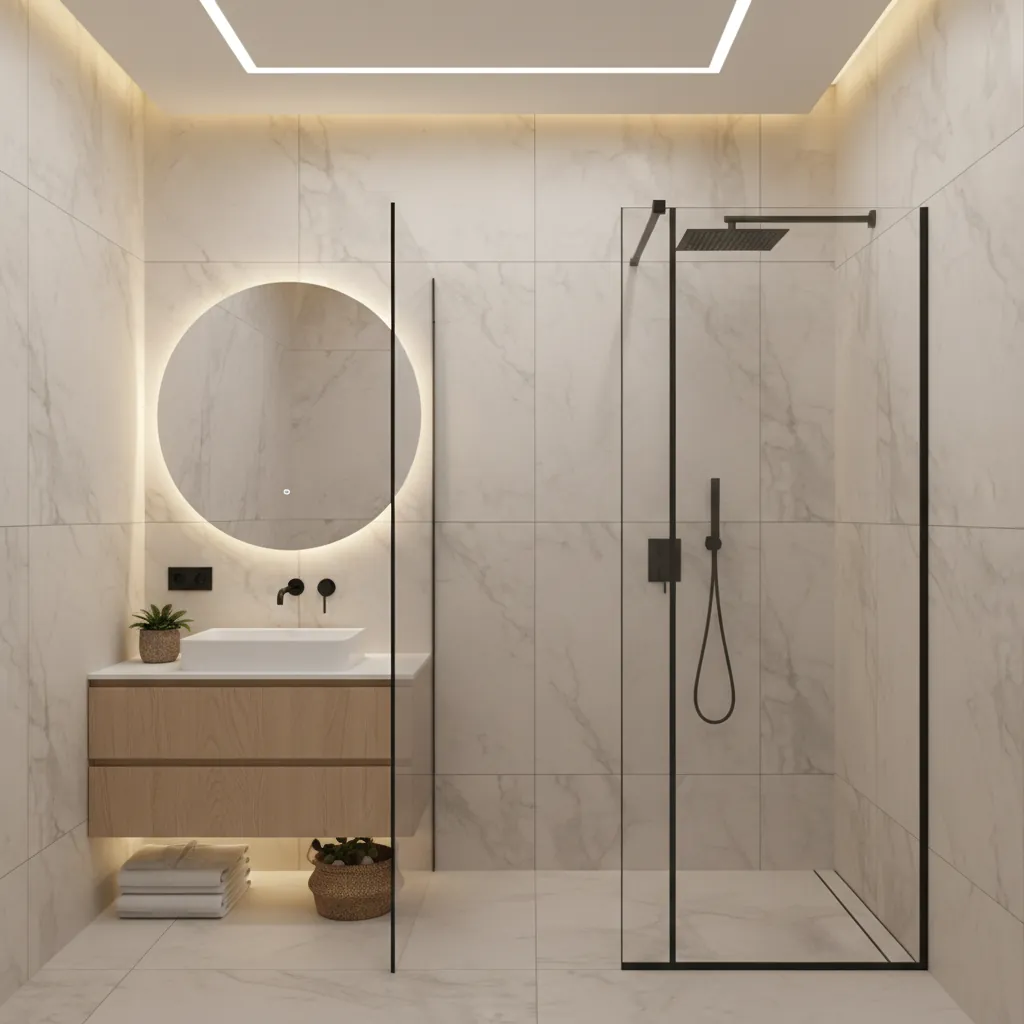 Moderna walk-in tuš kabina u kupatilu