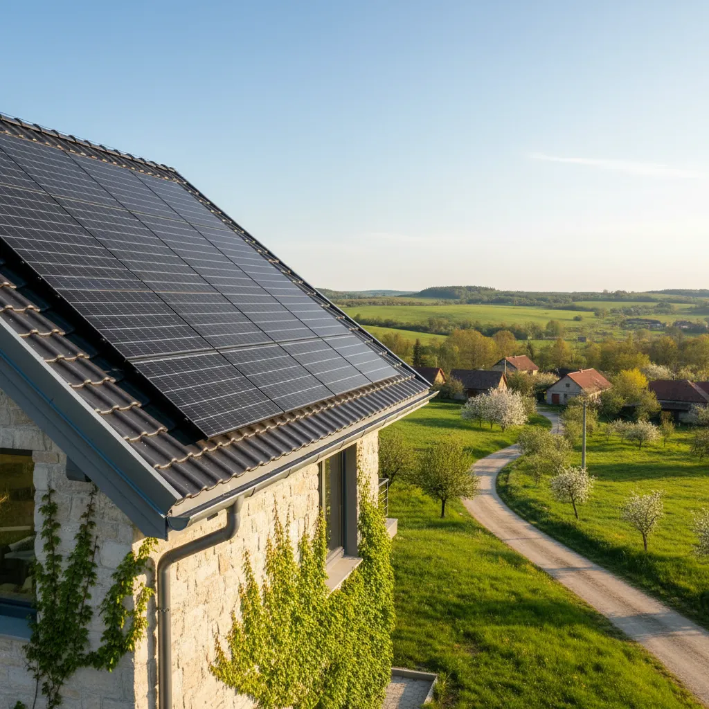 Savremena kuća sa solarnim panelima