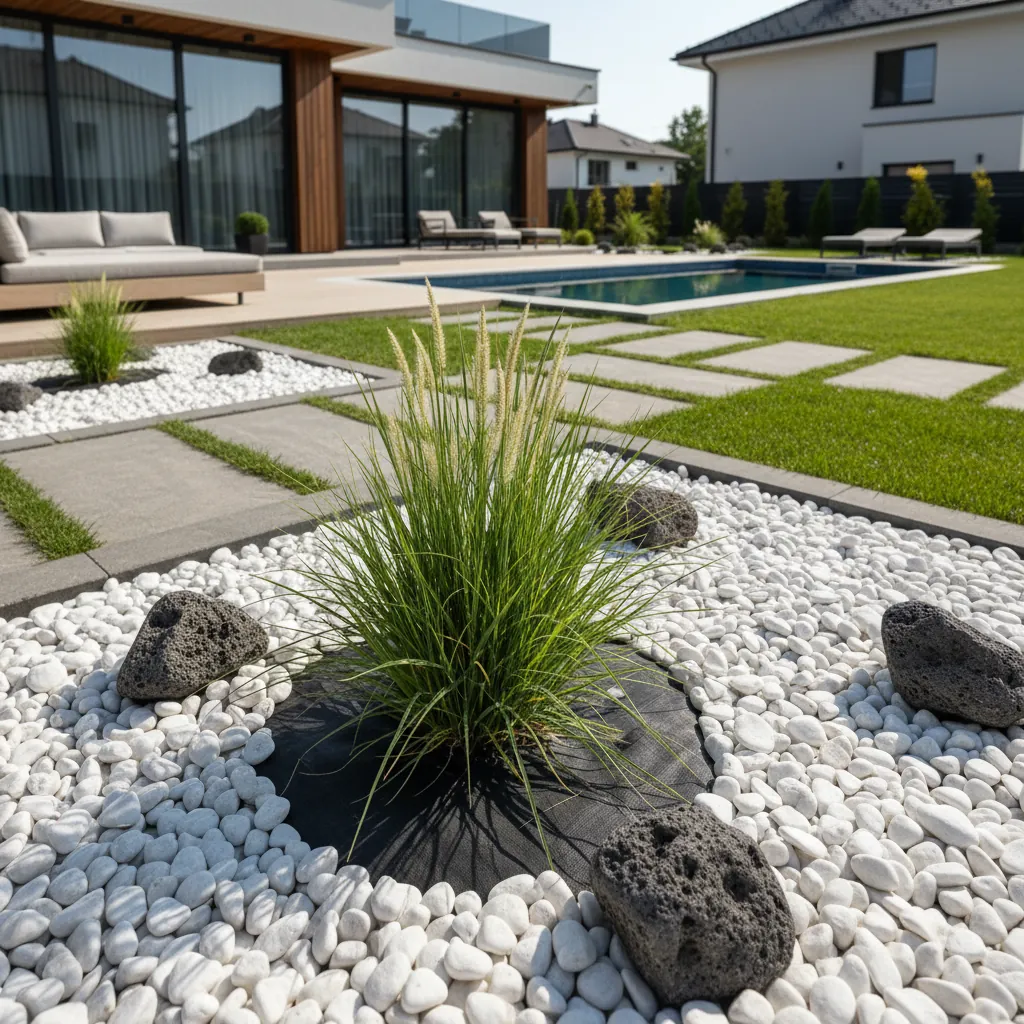 Moderan dizajn dvorišta sa ukrasnim kamenom